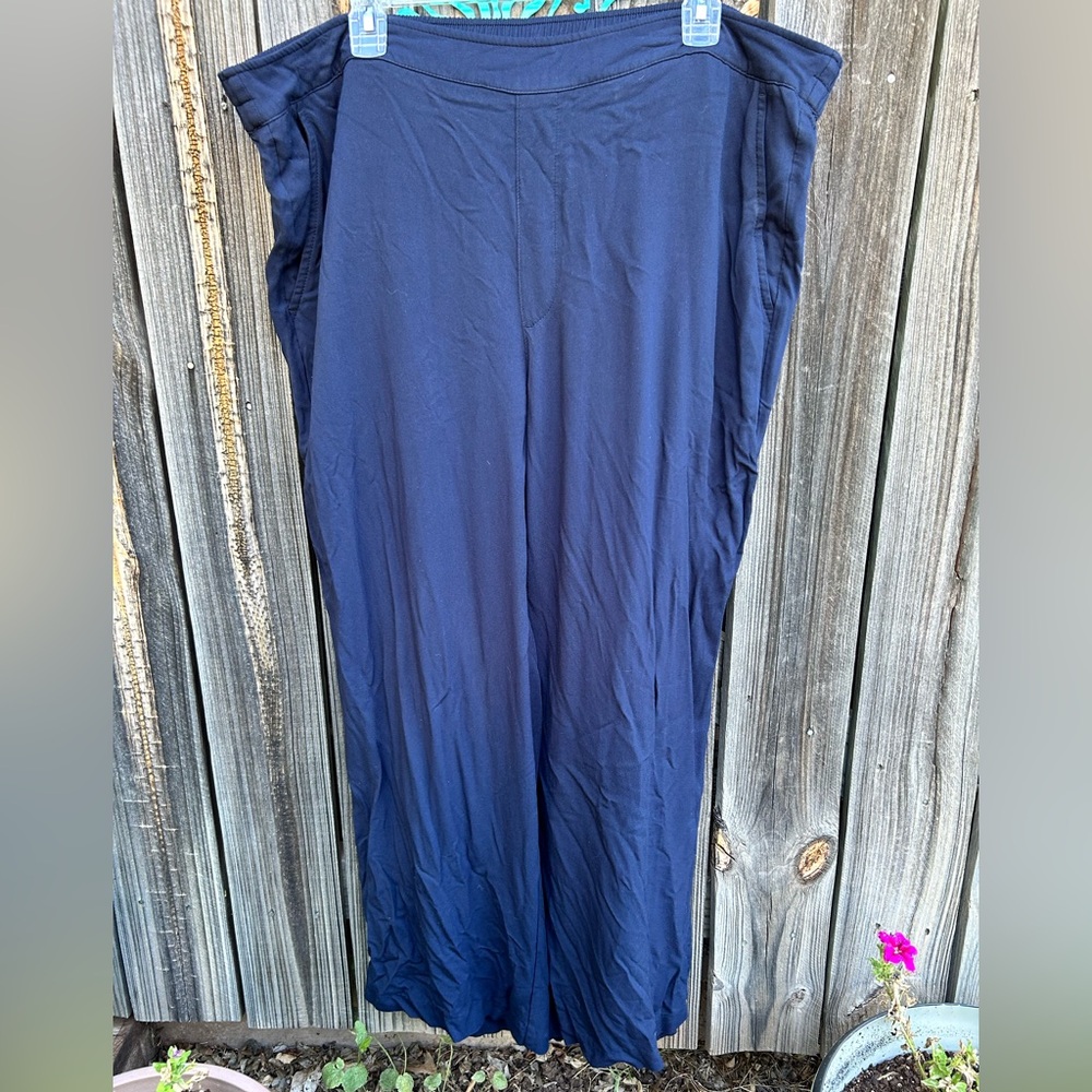 Navy Rayon Flowy Pants